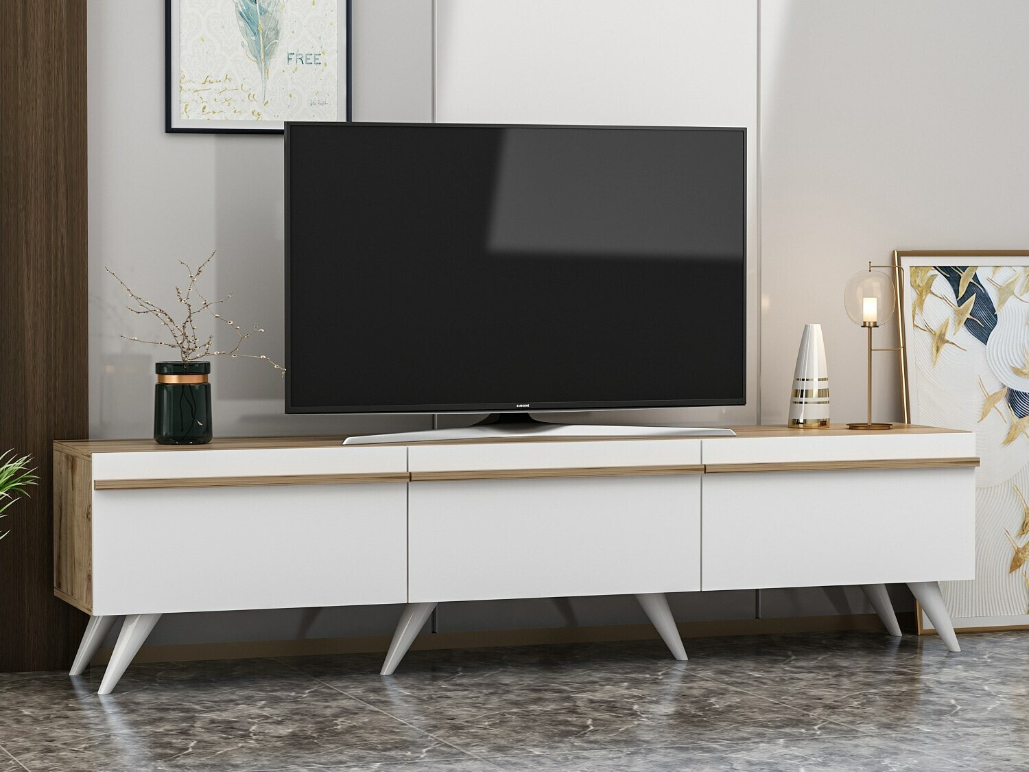 TV staliukas Kailua 952 (Balta + Ąžuolas)