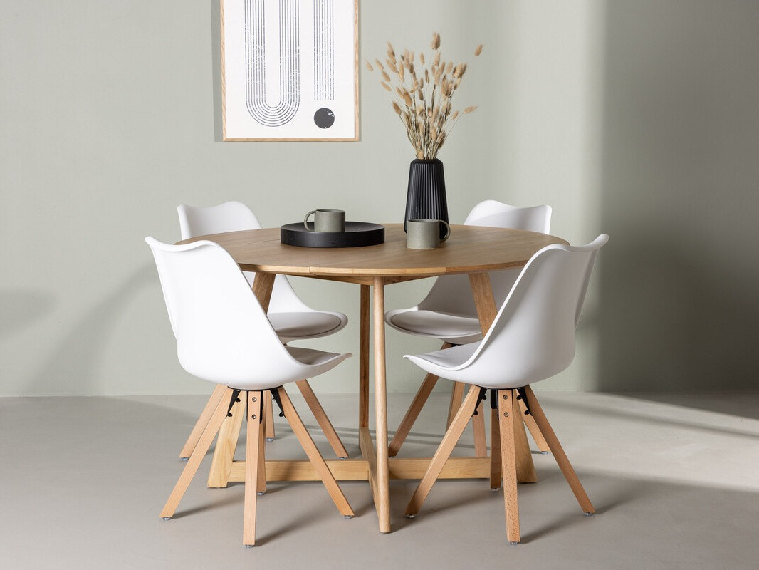 Valgomojo komplektas Dallas 4323 (Balta + Šviesus medis)