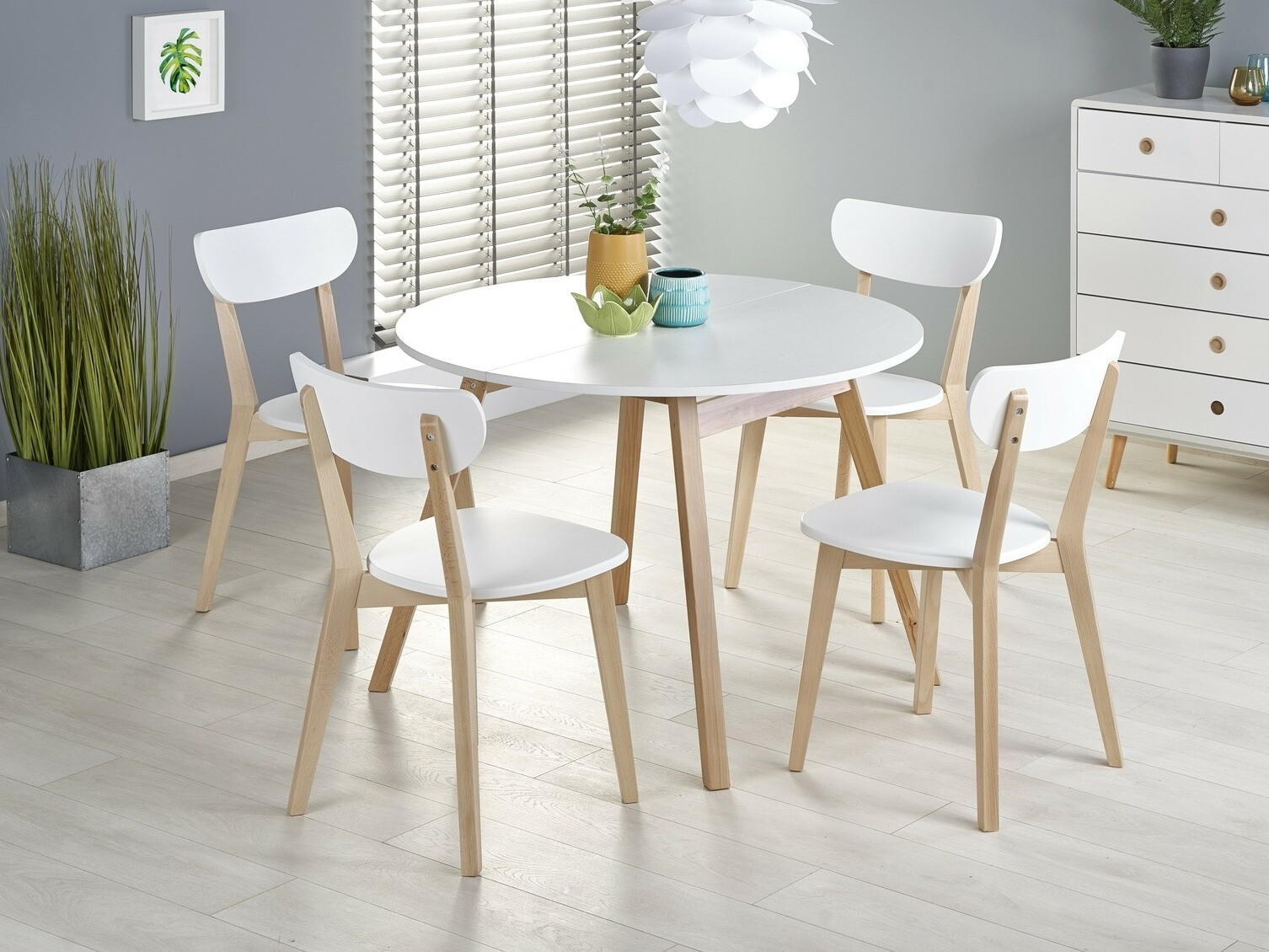 Stalas Houston 981 (Blizgi balta + Ąžuolas)