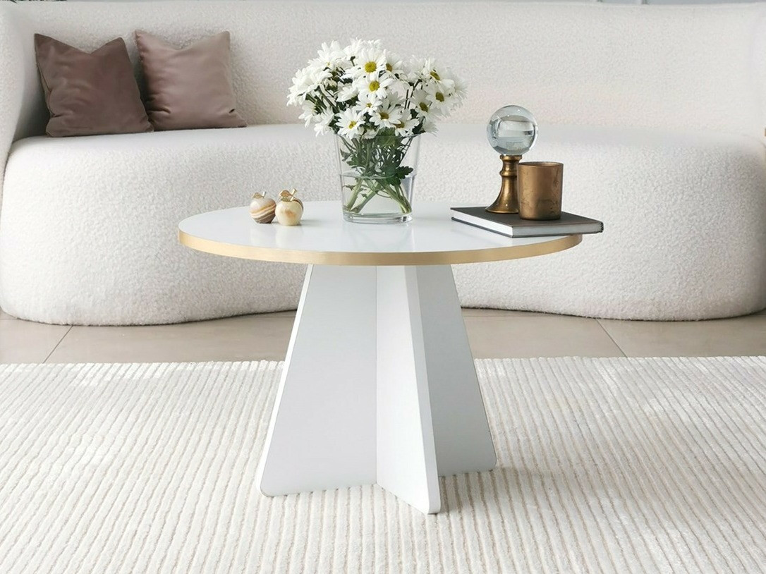 Žurnalinis staliukas Kailua 1818 (Balta + Auksinė)