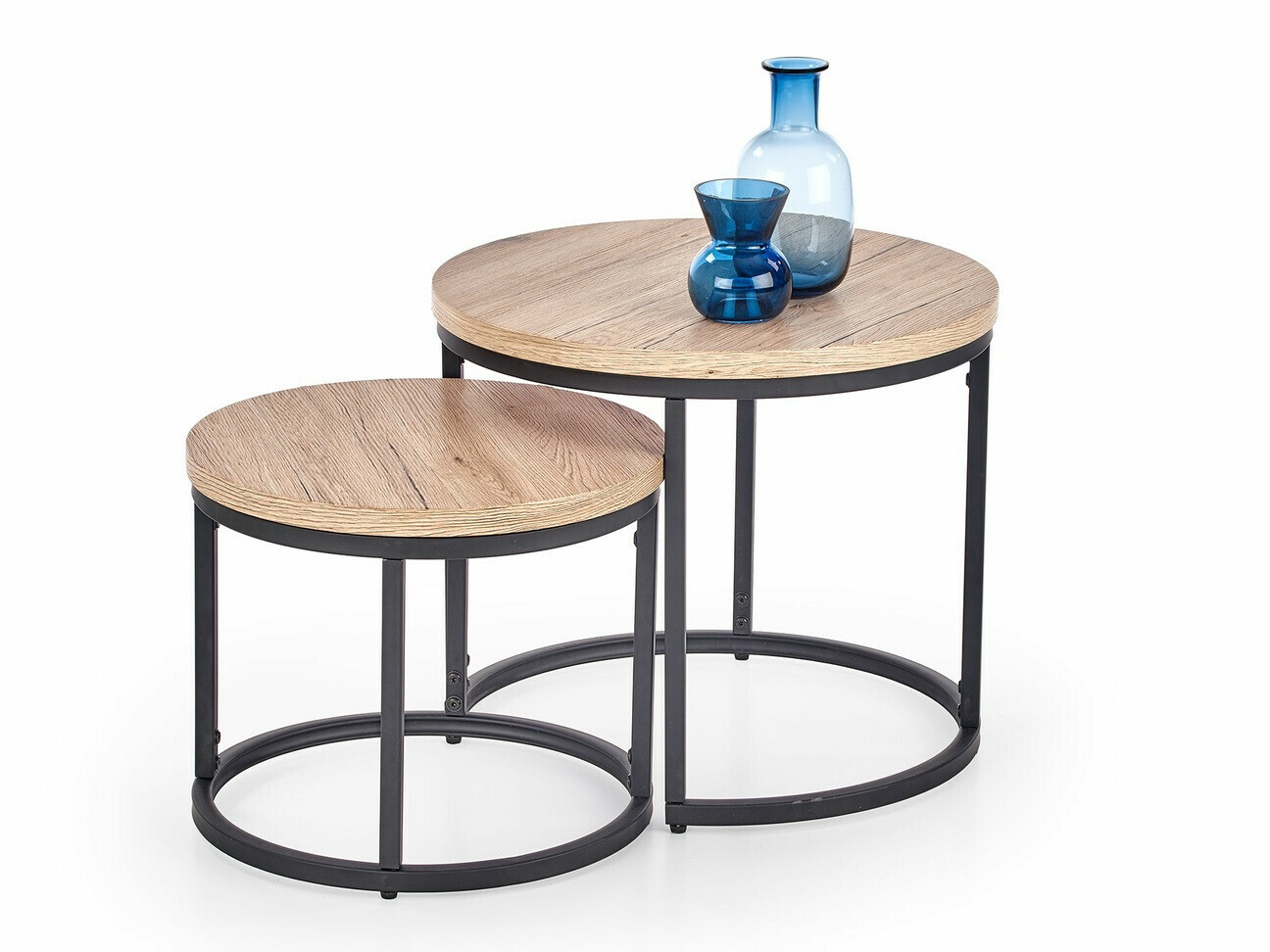 Žurnalinių staliukų komplektas Houston 951 (San Remo ąžuolas + Juoda)