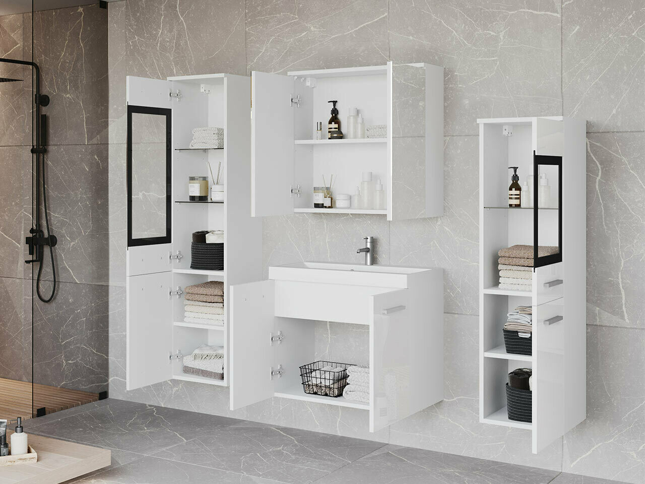 Vonios komplektas Scientia III (Blizgi balta + Balta)