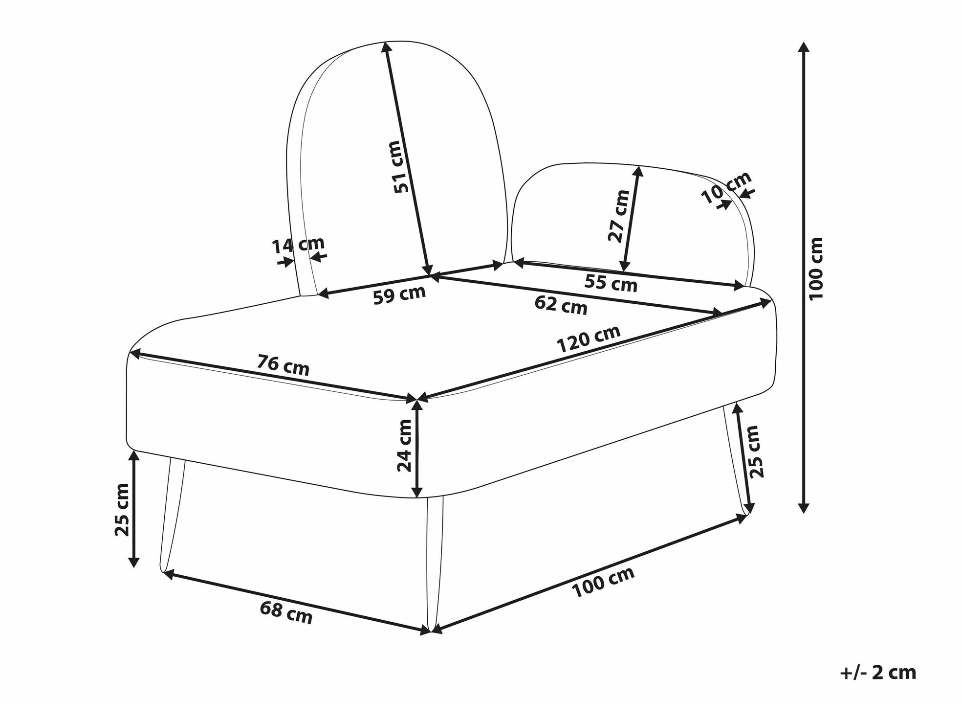 Kušetė Berwyn 1729 (Balta + Oranžinė)