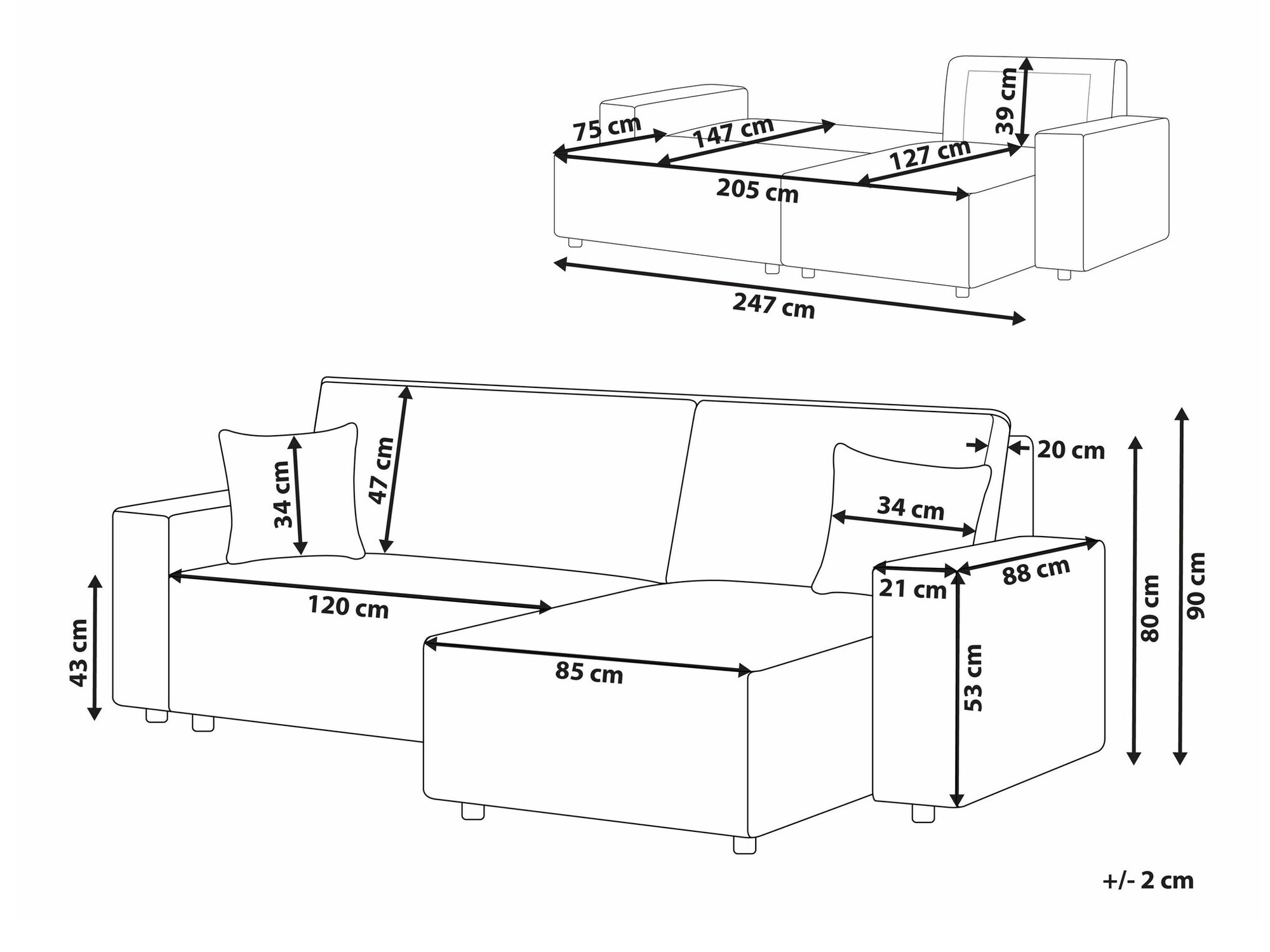 Minkštas kampas Berwyn 1740 (Smėlinė)