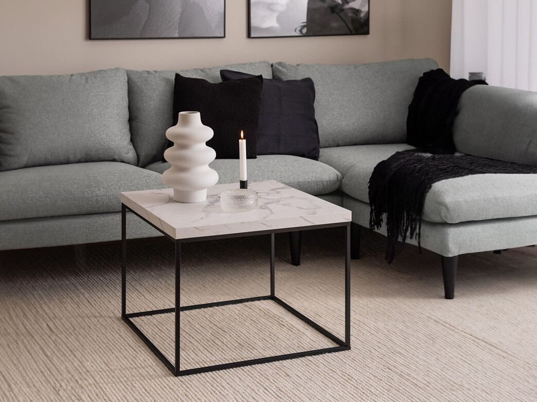 Žurnalinis staliukas Norsica 768 (Juoda + Baltas marmuras)