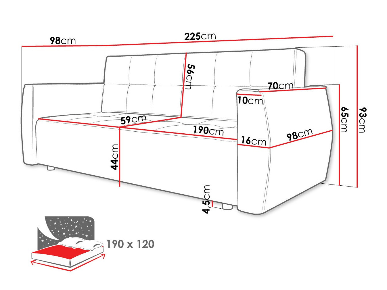 Sofa lova Edinburg 107 (Poso 55 + Paros 05)