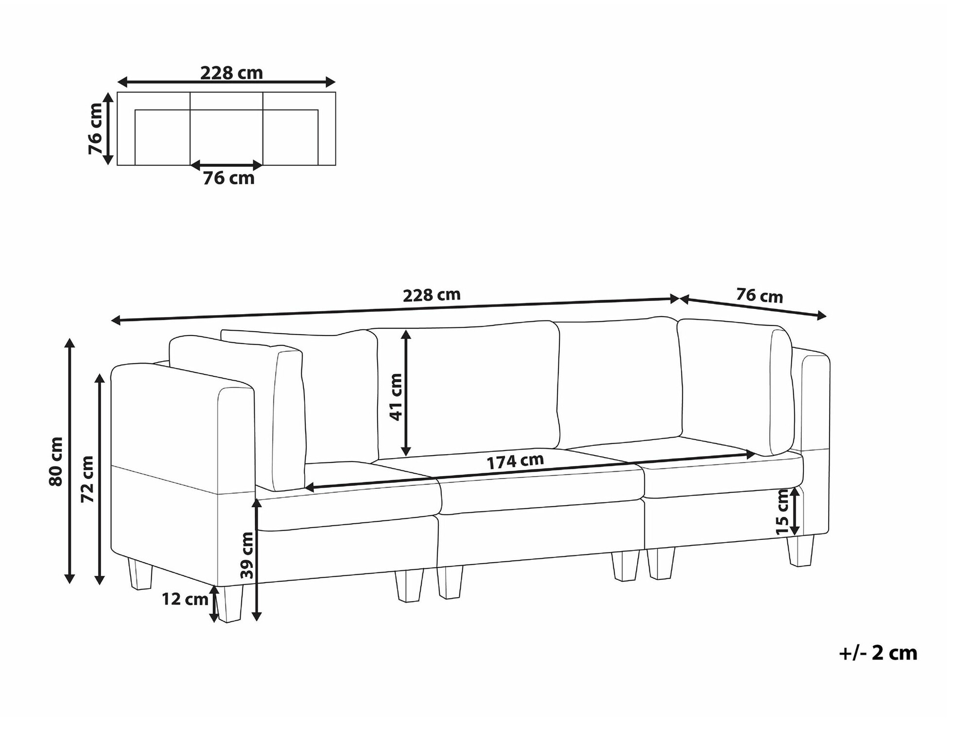 Modulinė sofa Elbmeli 100 (Tamsi pilka)