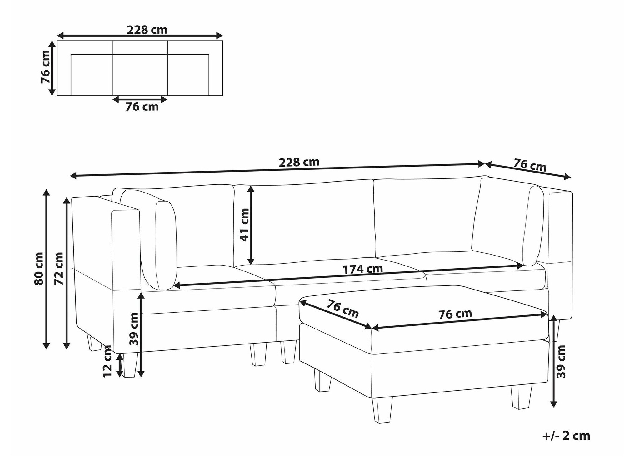 Modulinė sofa Elbmeli 100 (Tamsi pilka)