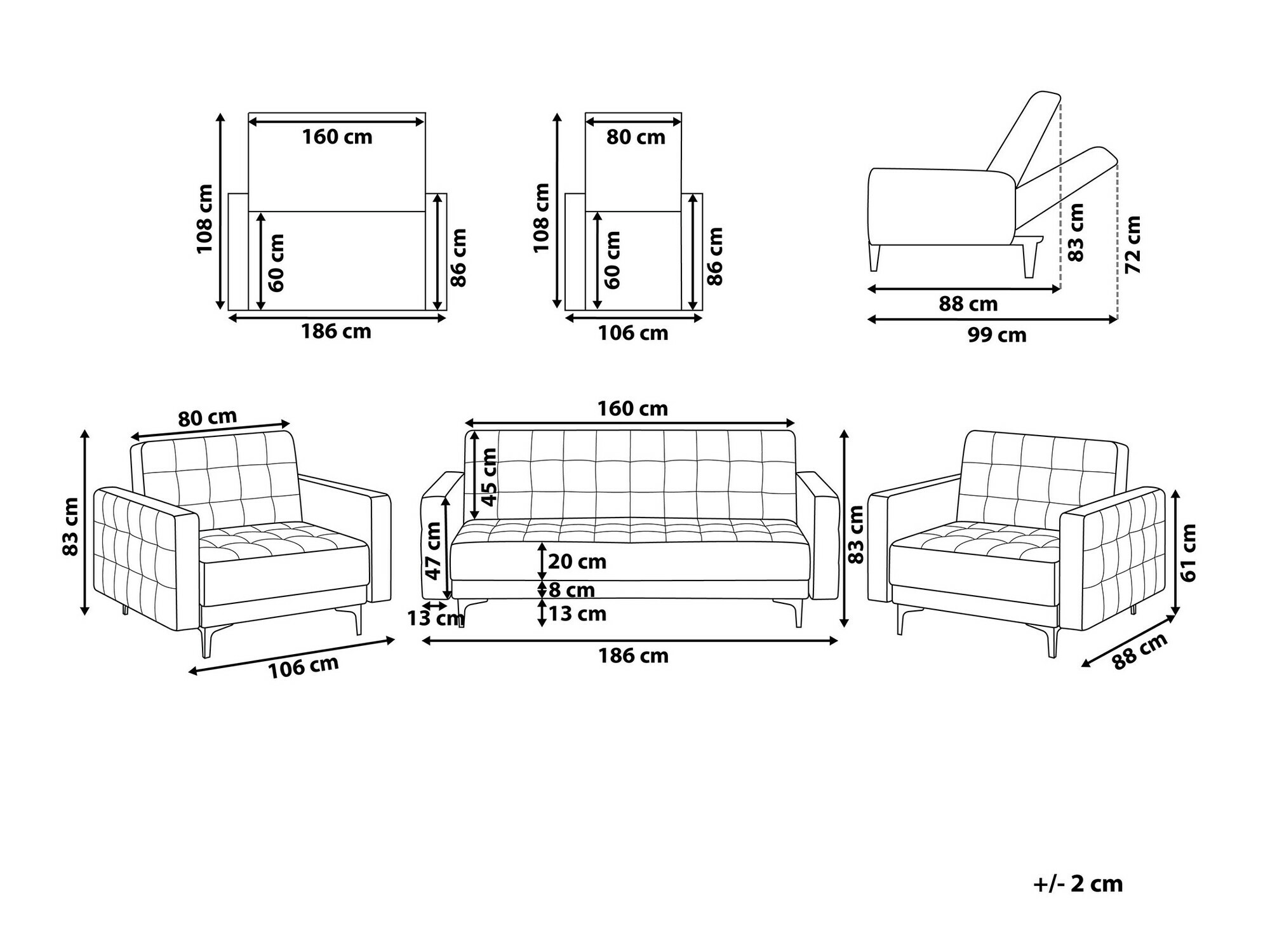 Minkštų baldų komplektas Felvena 113 (Grafitas)