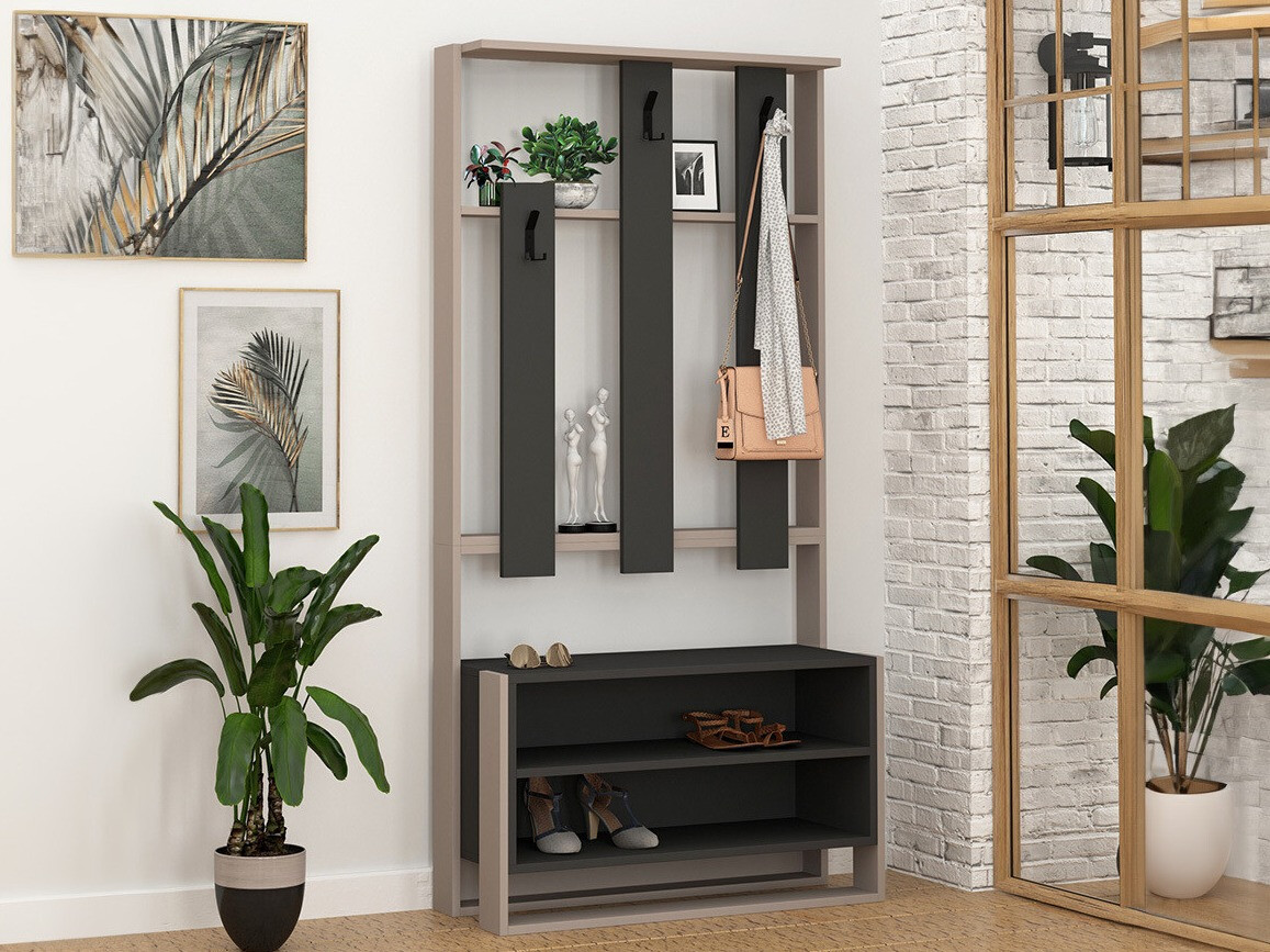 Prieškambario komplektas Kailua 537 (Antracitas + Šviesi ruda)