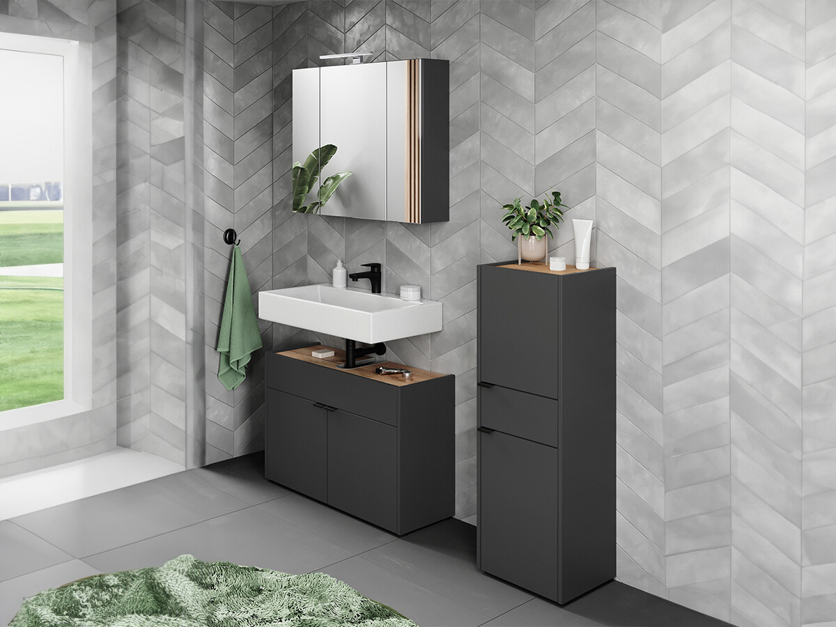 Vonios komplektas Ventei 106 (Grafitas + Navarra ąžuolas)