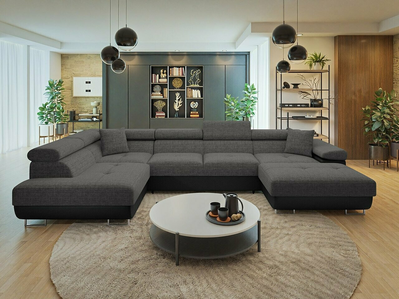 Pilki U formos minkšti kampai