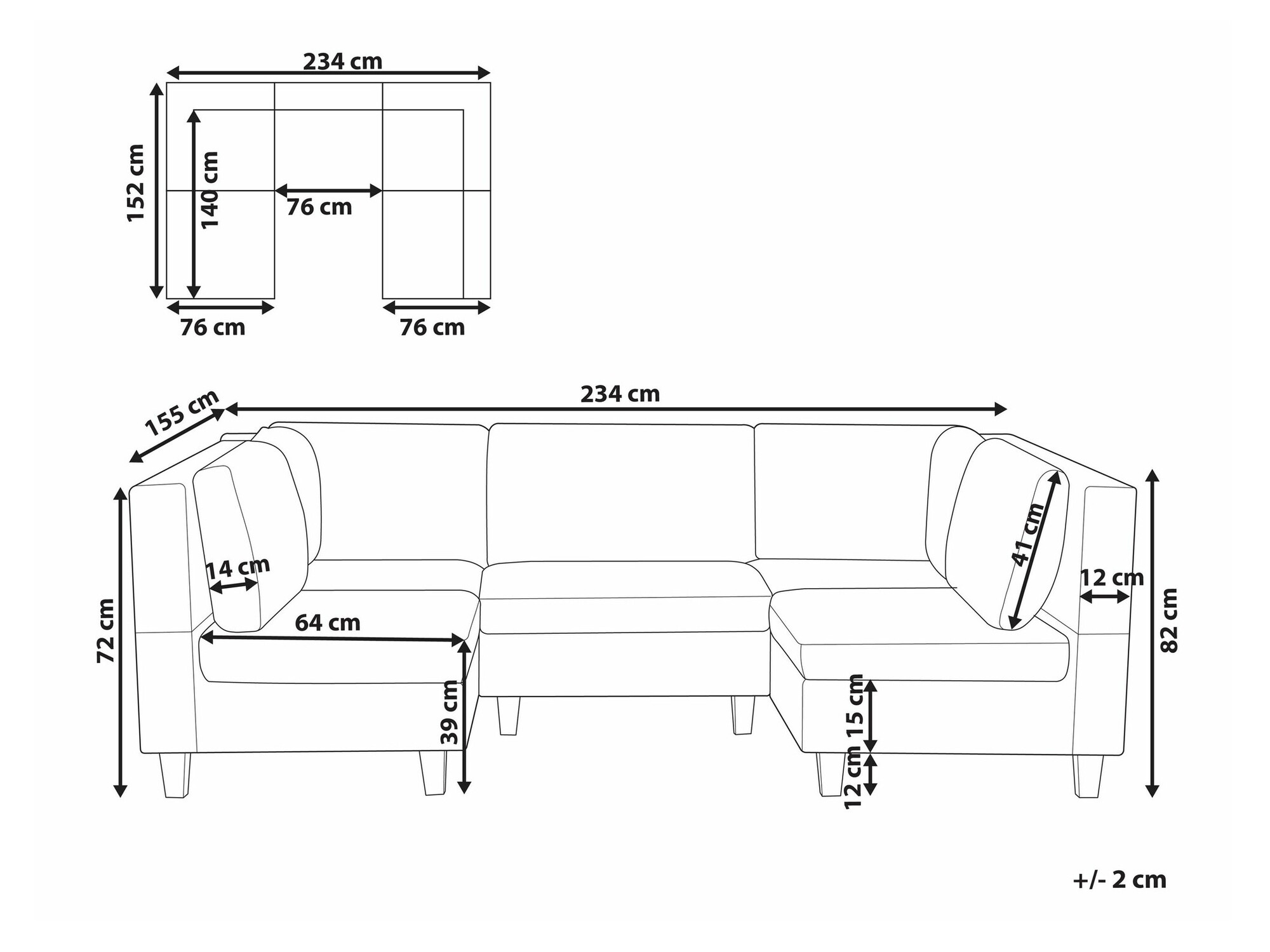 Modulinis minkštas kampas Elbmeli 104 (Tamsi pilka)