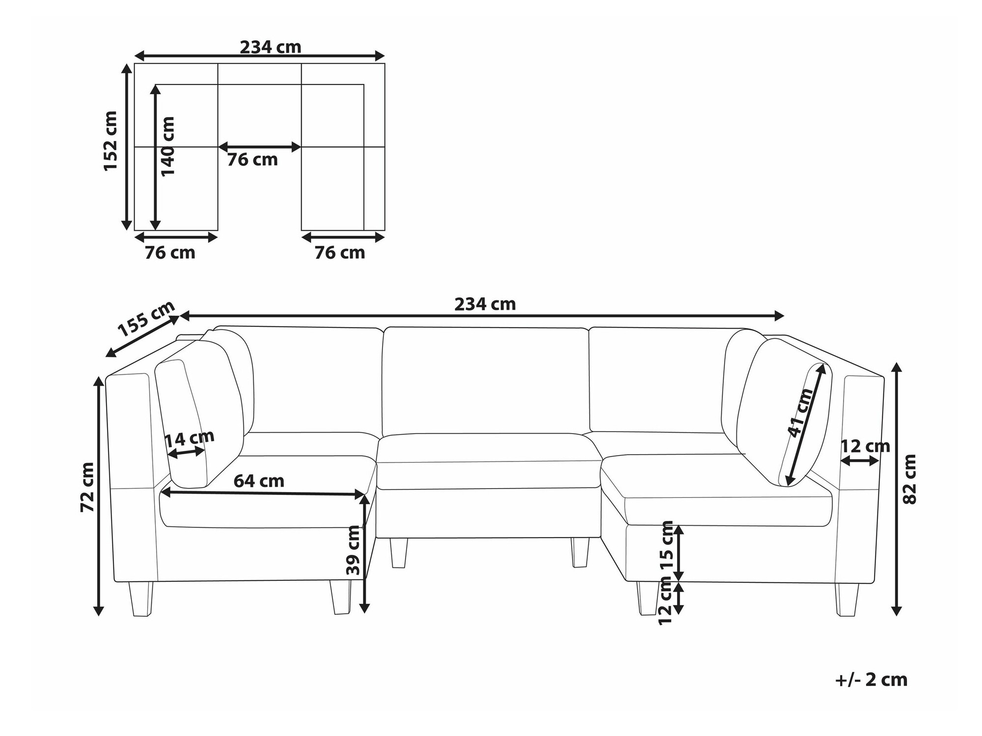 Modulinis minkštas kampas Elbmeli 104 (Žalia)