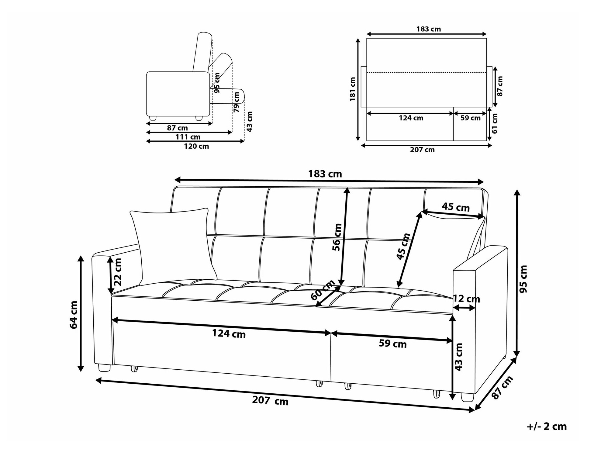 Sofa lova Berwyn 1774 (Smėlinė)