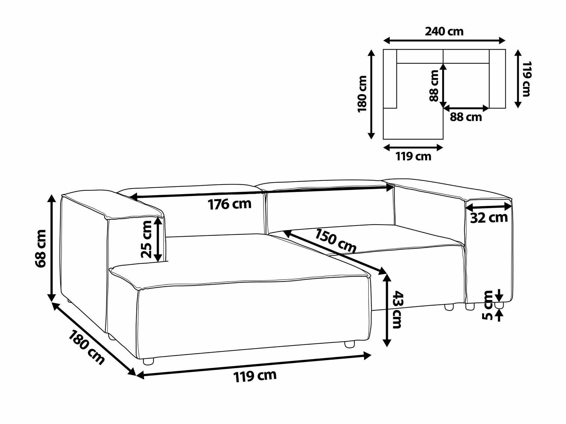 Modulinis minkštas kampas Enofloi 104 (Smėlinė)