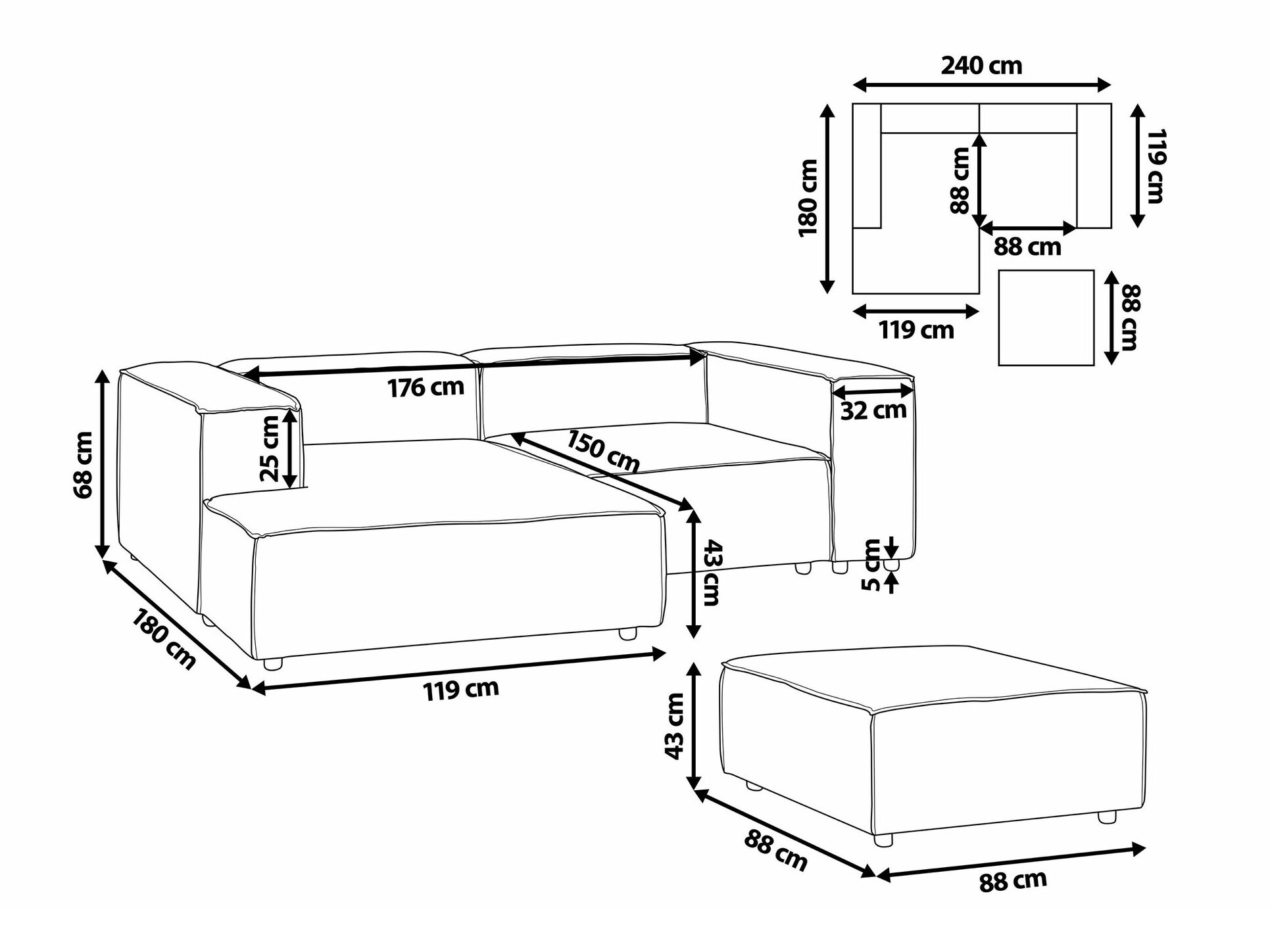 Modulinis minkštas kampas Enofloi 104 (Smėlinė)