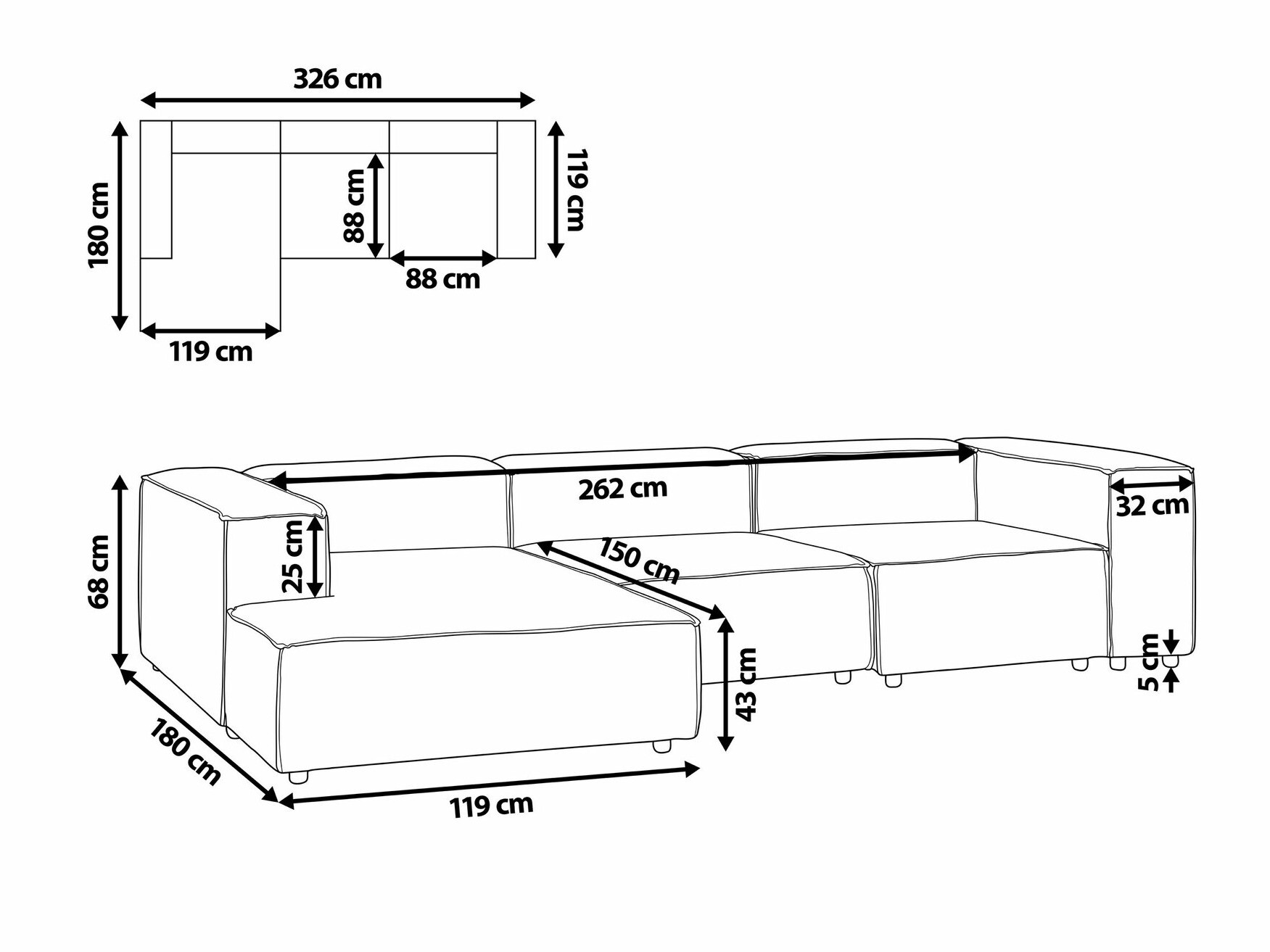 Modulinis minkštas kampas Enofloi 105 (Smėlinė)