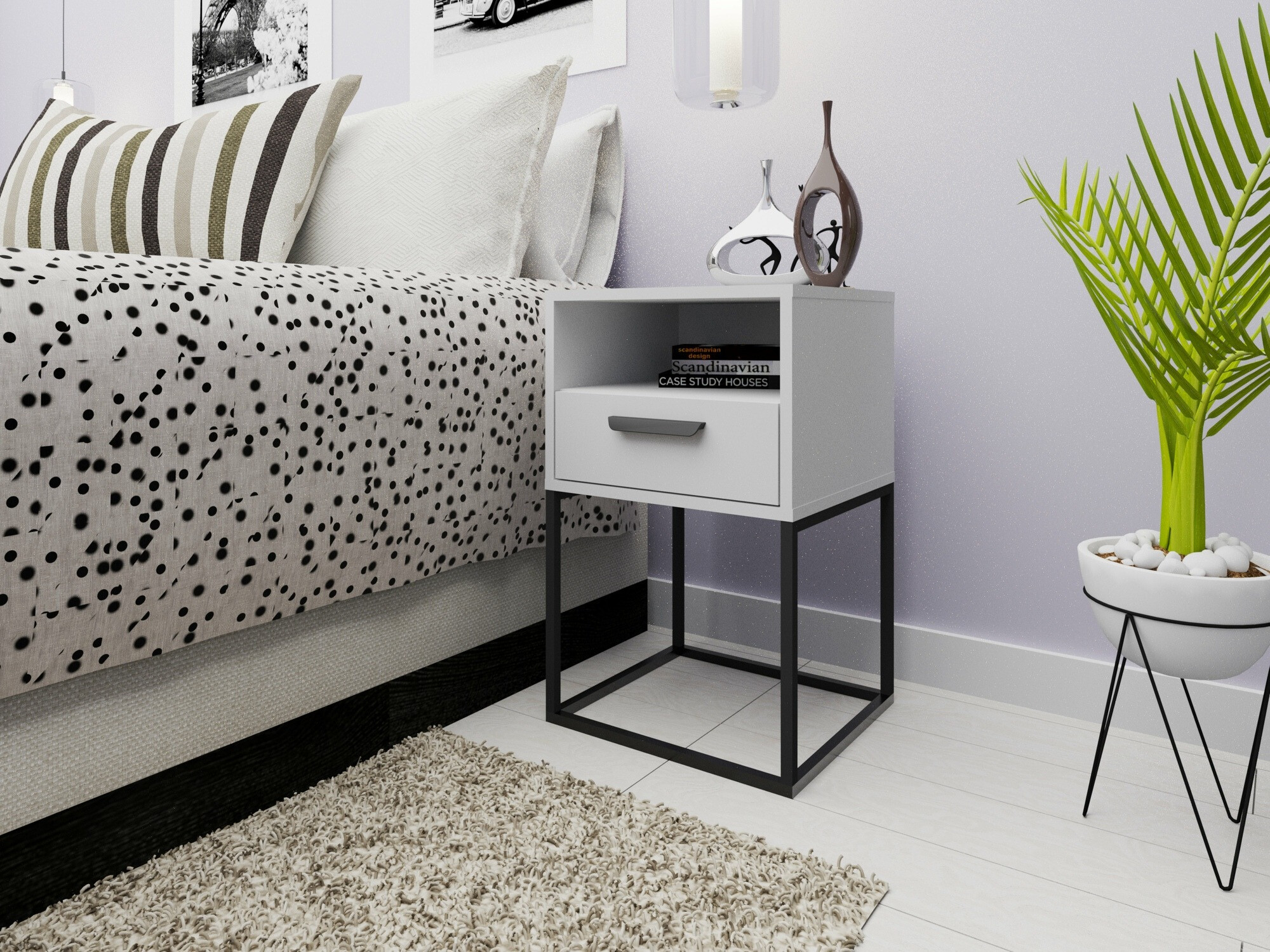 Naktinis staliukas Bristol 193 (Balta)