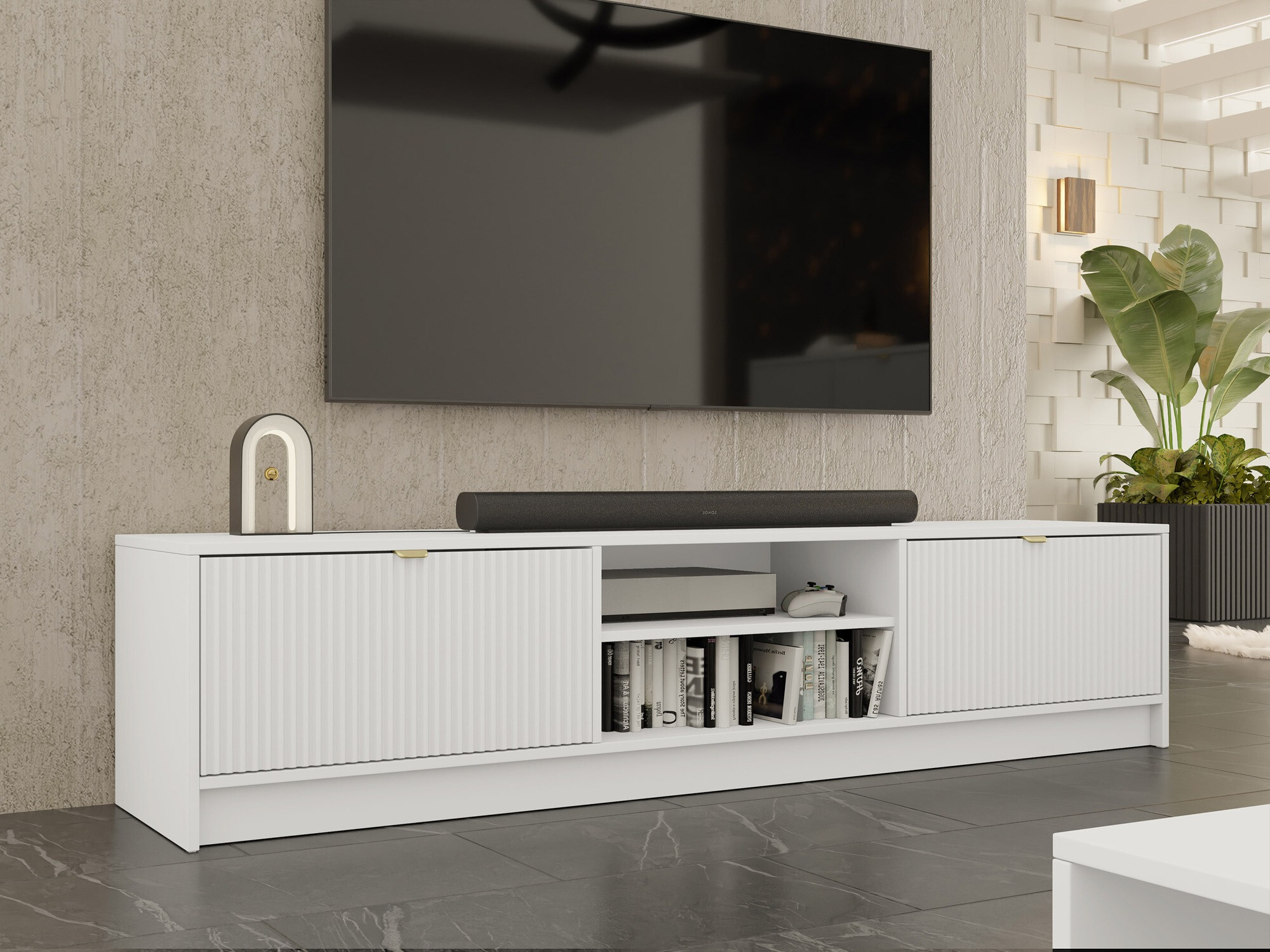 TV staliukas Comfivo Larmire 104 (Balta)