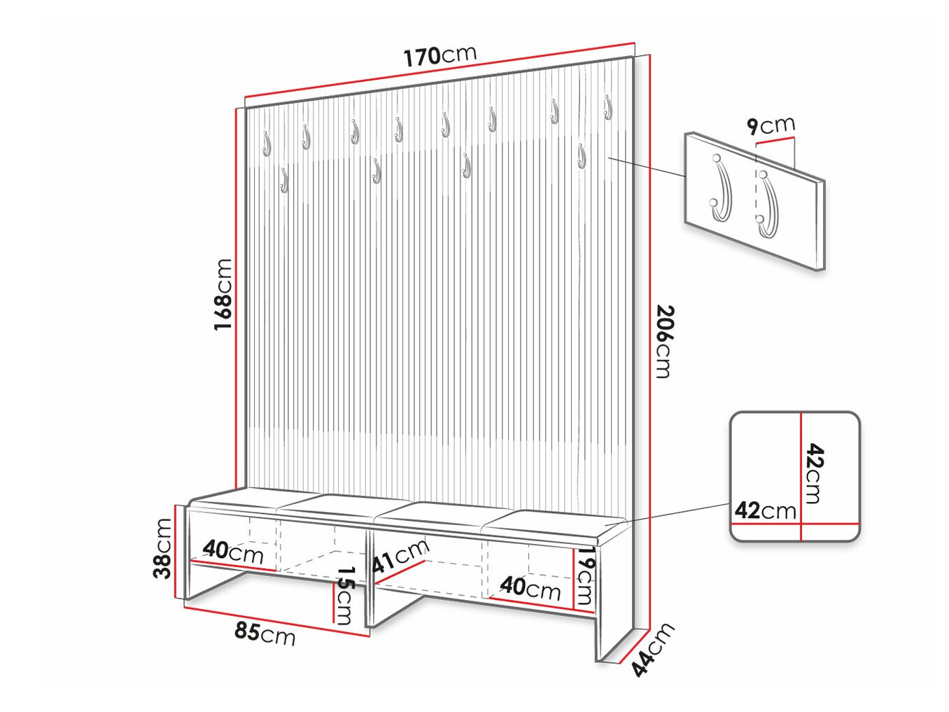 Prieškambario komplektas Donio V (Artisan ąžuolas + Manila 02)