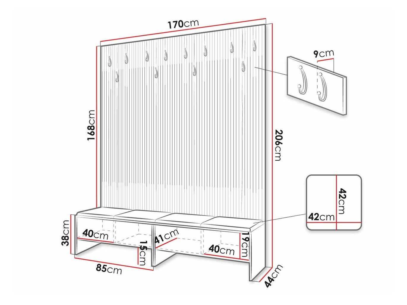 Prieškambario komplektas Hartford 485 (Artisan ąžuolas + Manila 04)