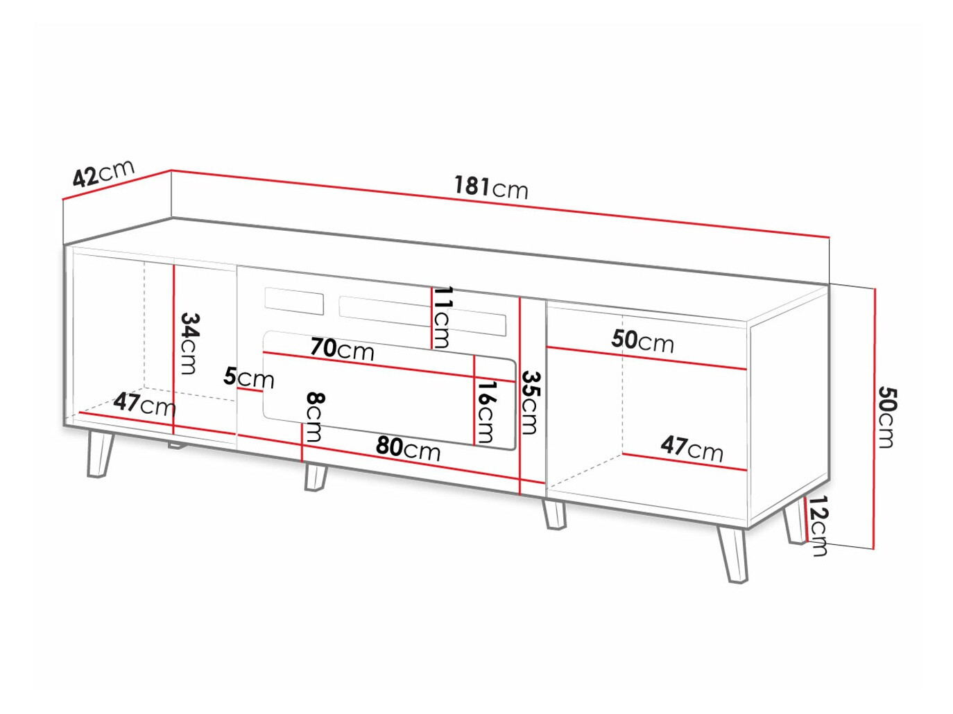 TV staliukas Levmari 106 (Balta + Juoda)
