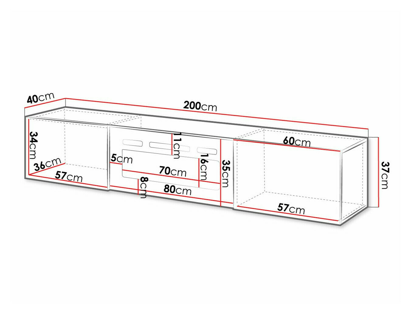 TV staliukas Charlotte 162 (Balta + Blizgi balta)
