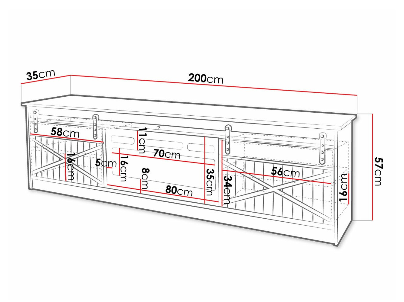 TV staliukas Charlotte 165 (Balta + Blizgi balta)