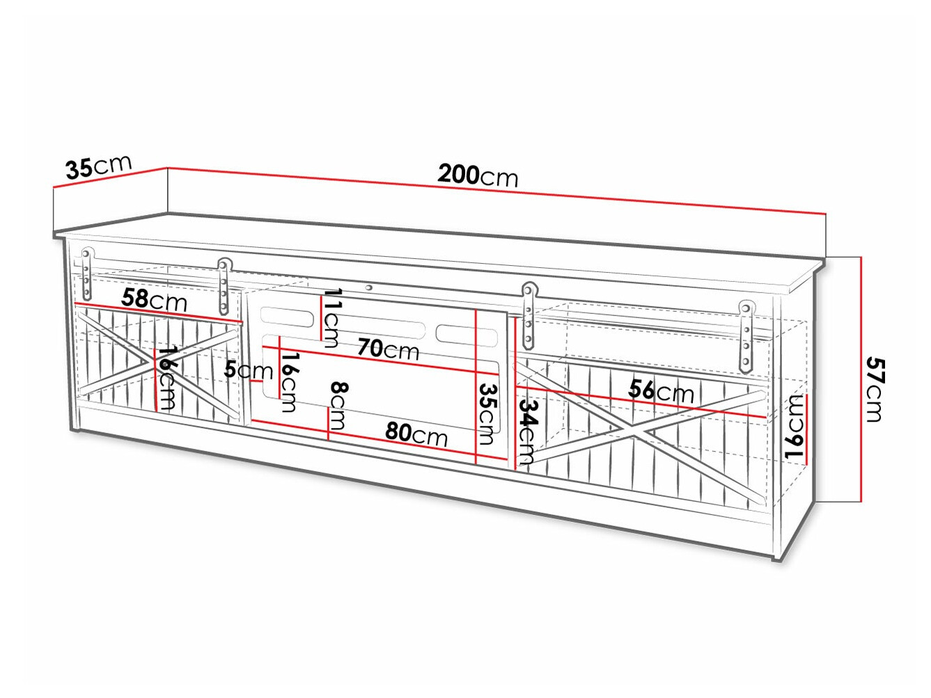 TV staliukas Charlotte 165 (Votan ąžuolas)