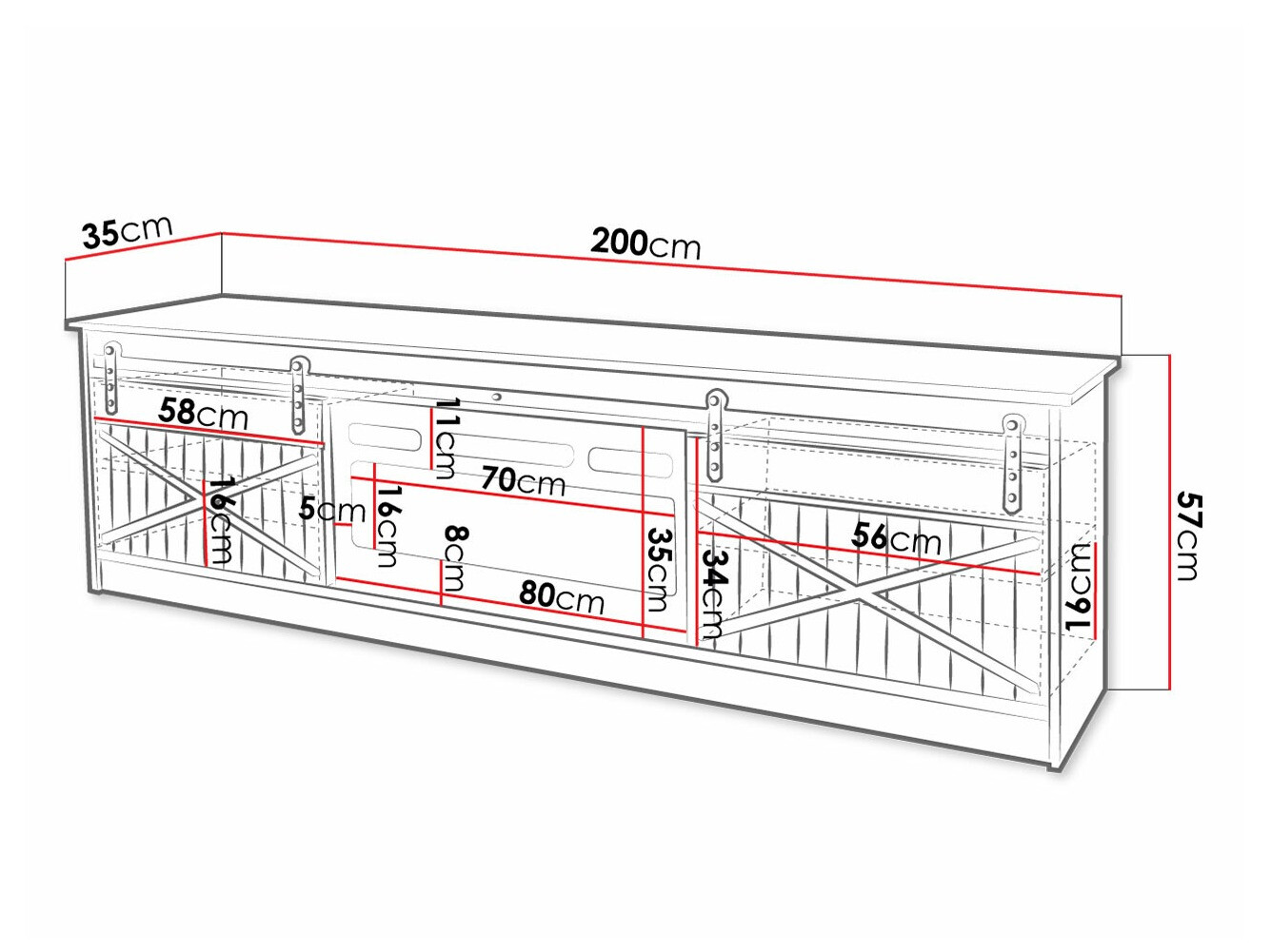 TV staliukas Charlotte 165 (Votan ąžuolas)