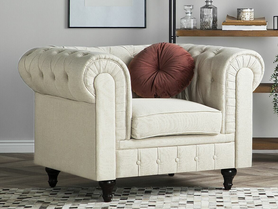 Chesterfield fotelis Cirdoro 102 (Smėlinė)