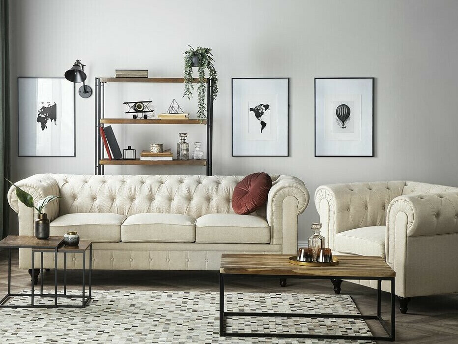 Chesterfield fotelis Cirdoro 102 (Smėlinė)
