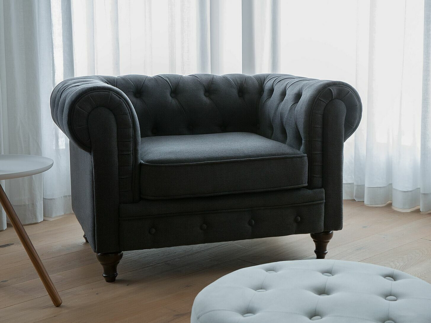 Chesterfield fotelis Cirdoro 102 (Grafitas)