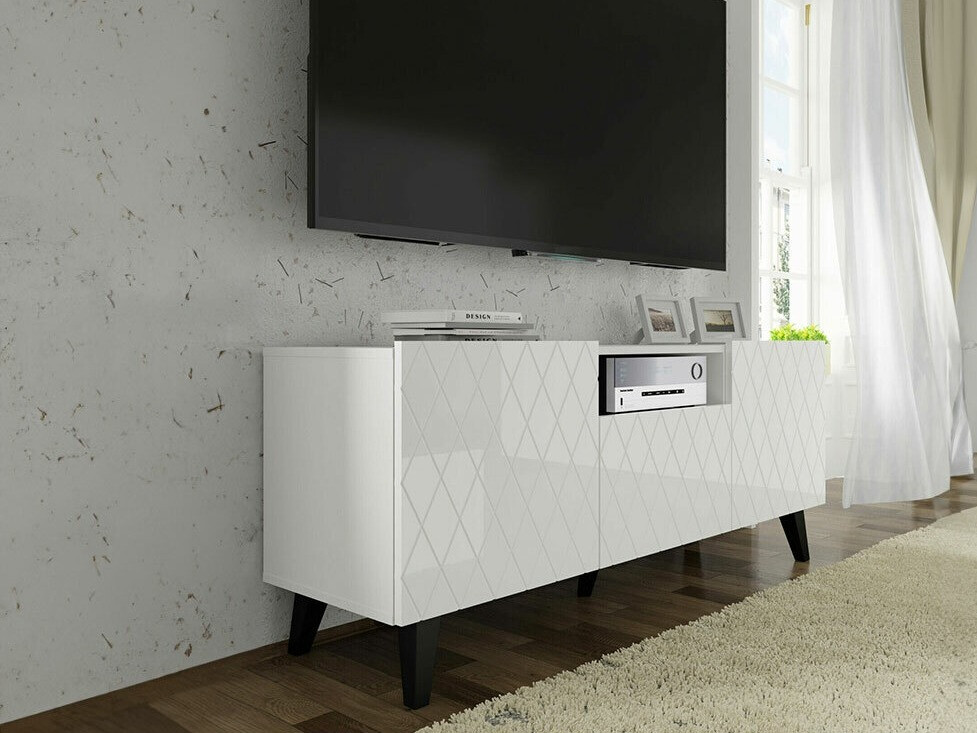 TV staliukas Melmoro 105 (Blizgi balta + Juoda)