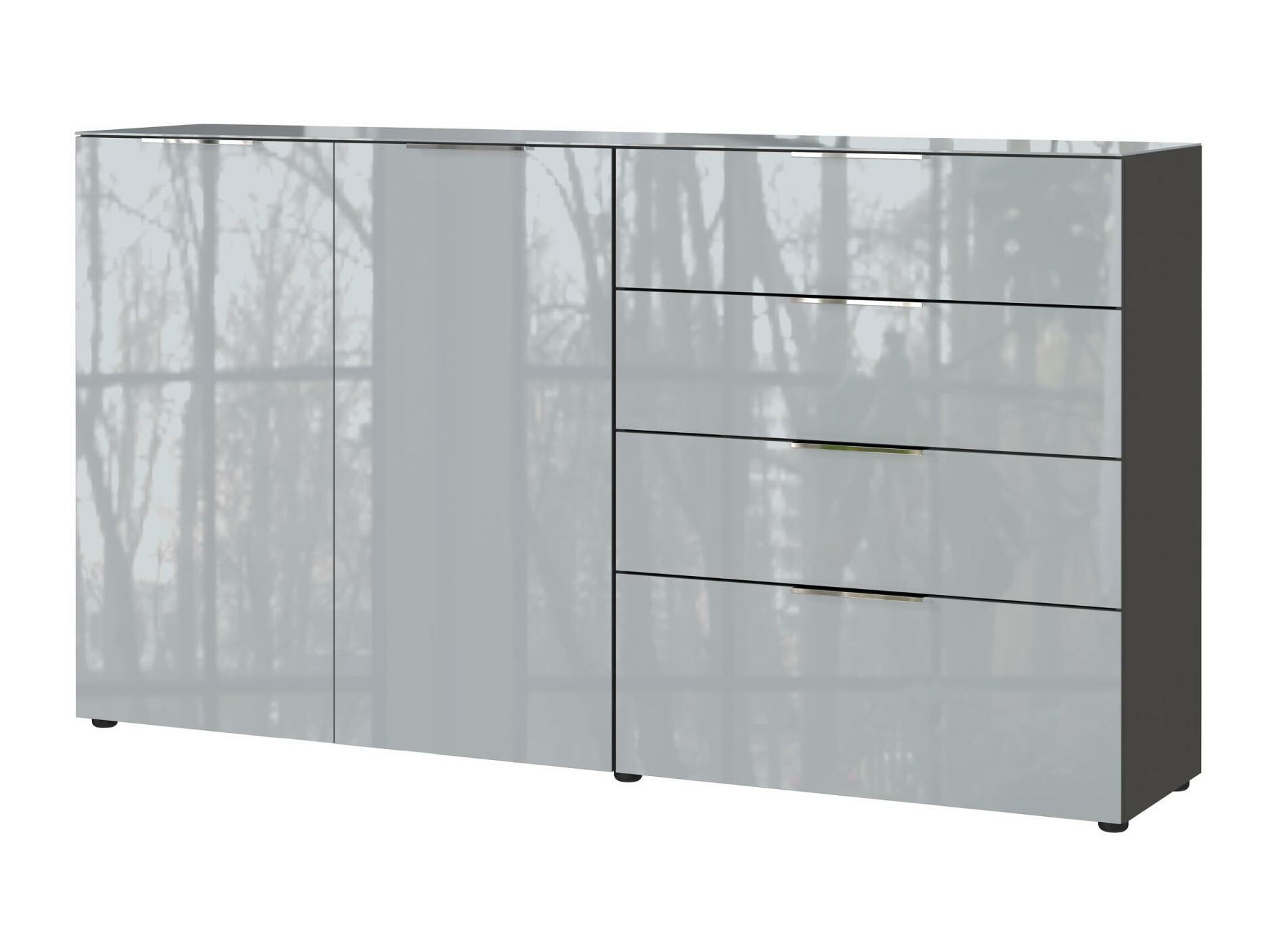 Komoda Sacramento 302 (Grafitas + Blizgus pilkas)