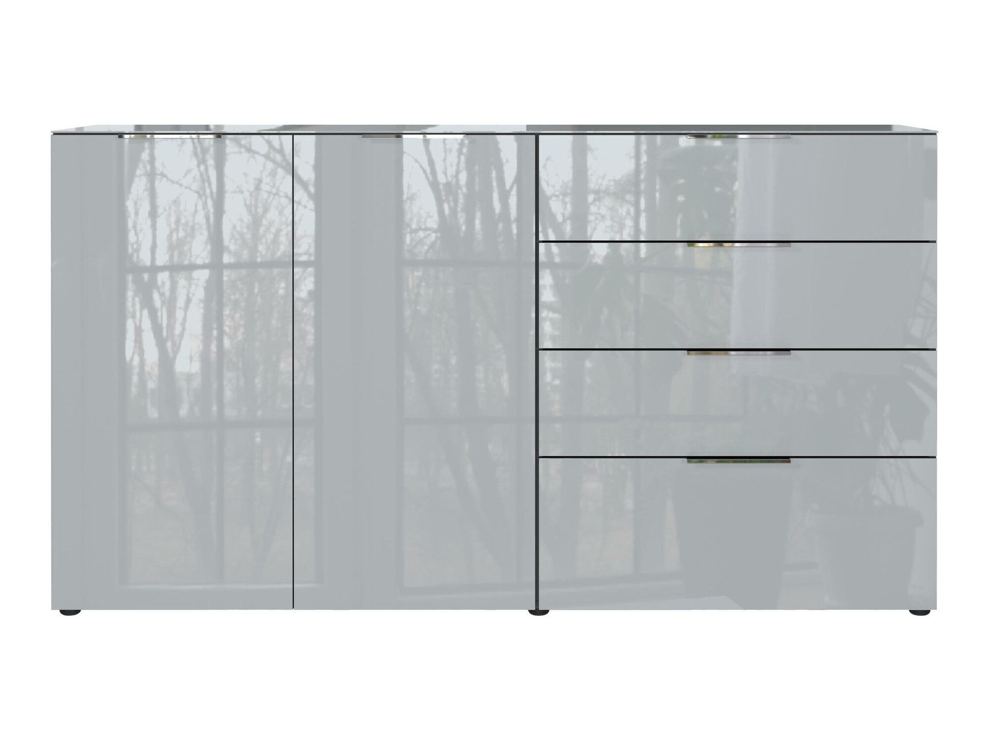 Komoda Sacramento 302 (Grafitas + Blizgus pilkas)