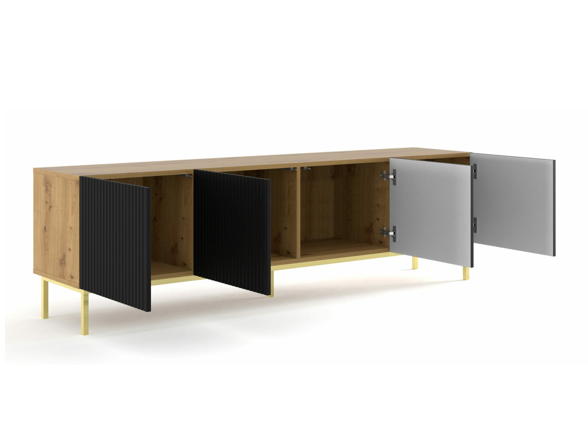 TV staliukas Mirmaro 103 (Juoda + Artisan ąžuolas)