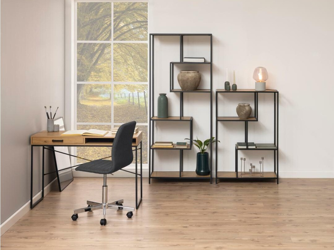 Darbo stalas Norsica Sevferi 190 (Juoda + Laukinis ąžuolas)