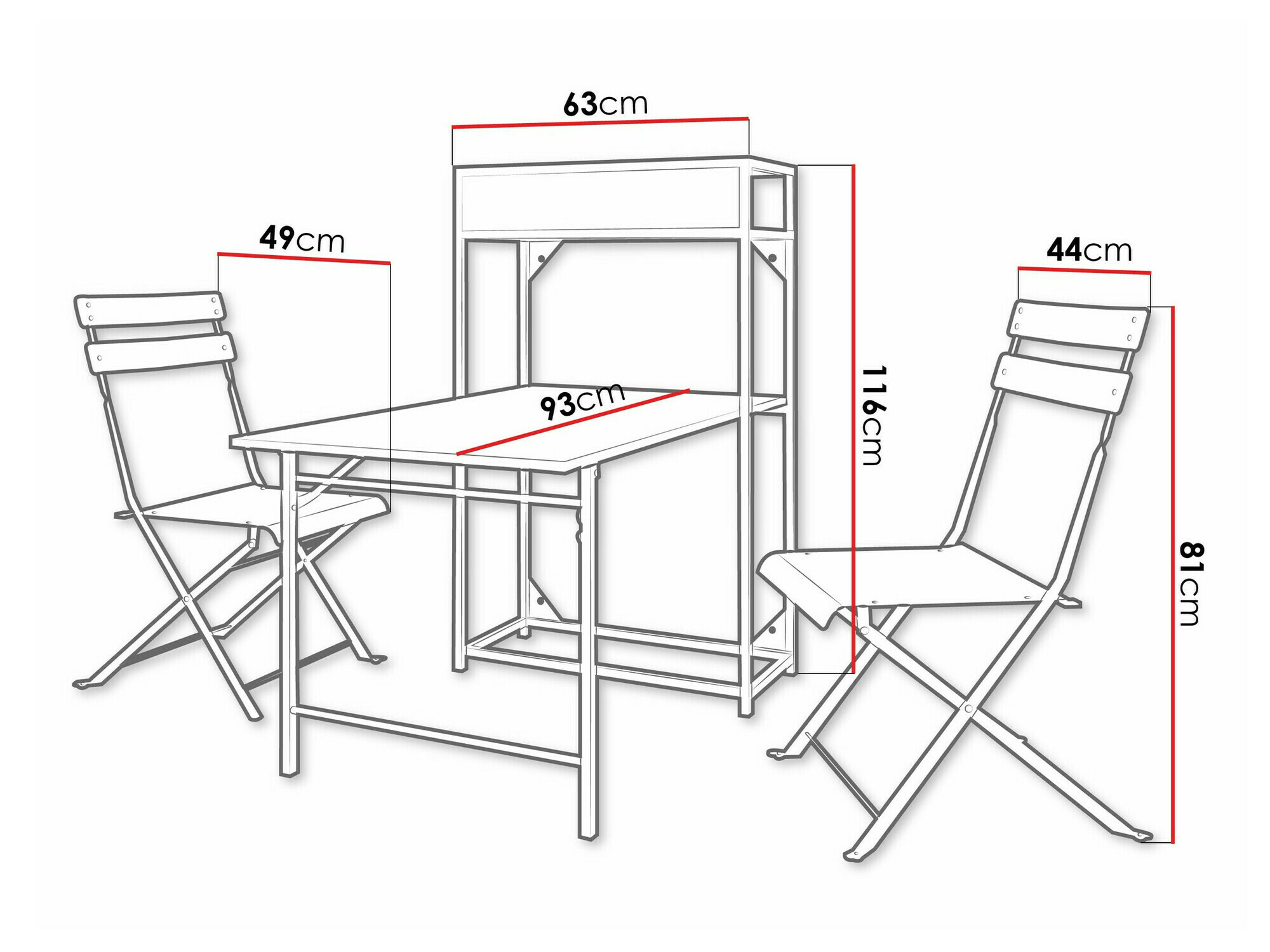 Balkono komplektas Lenitus (Juoda)