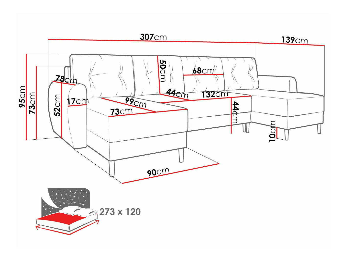 Minkštas kampas Memphis 140 (Poso 100)