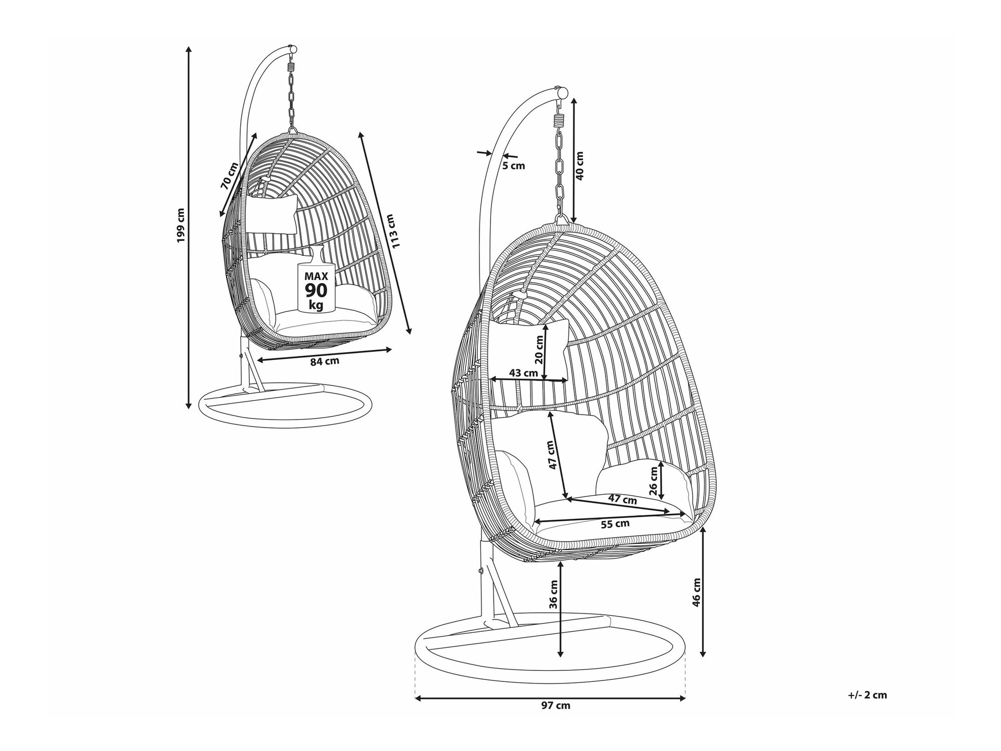 Supamas krėslas Berwyn 1846 (Pilka)