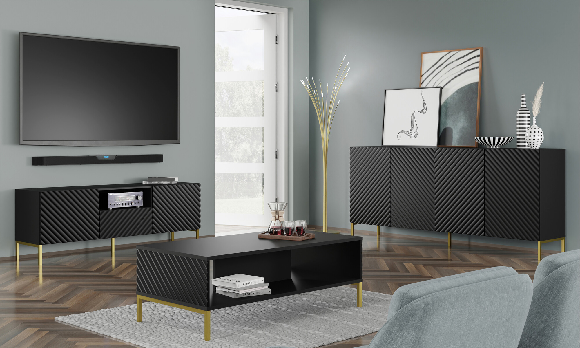 TV staliukas Fivremu 103 (Juoda)