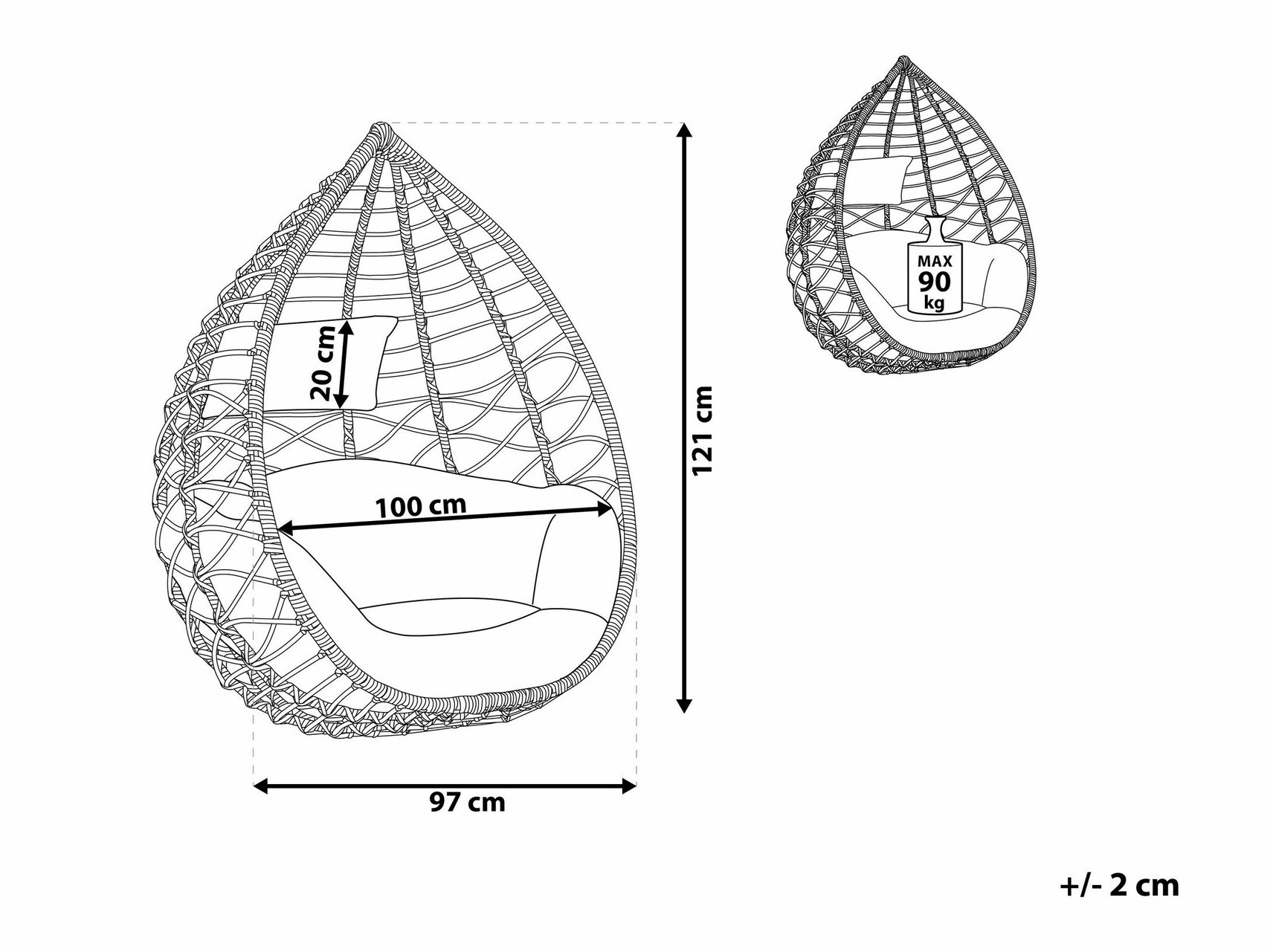 Supamas krėslas Berwyn 1865 (Šviesi ruda)