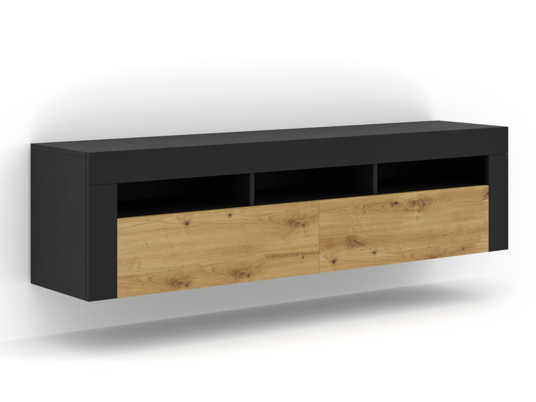 TV staliukas Buffalo 149 (Juoda + Artisan ąžuolas)