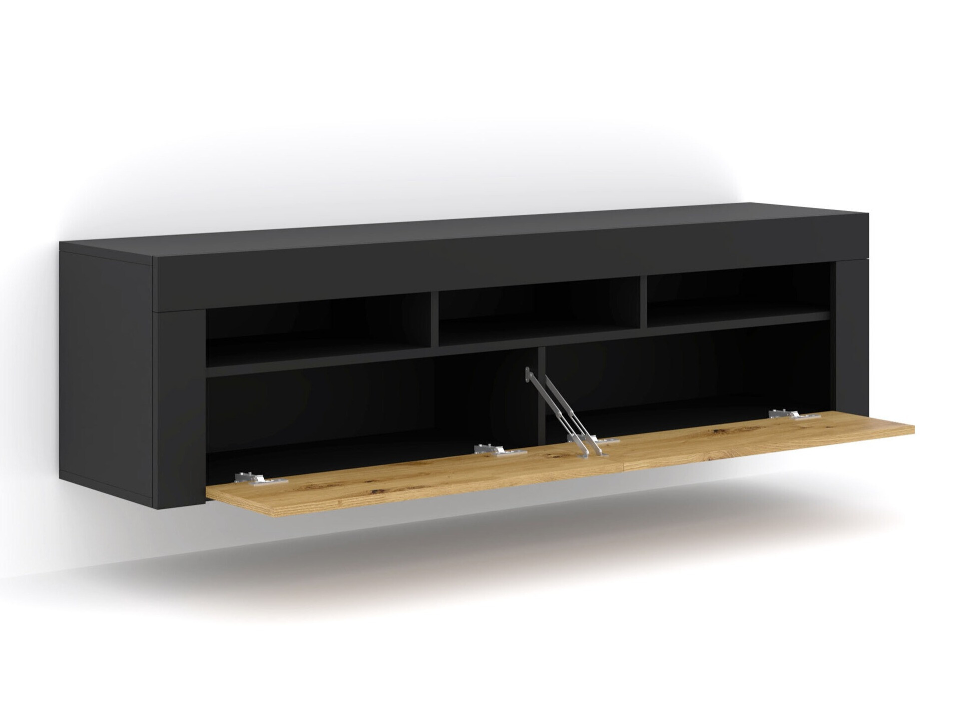 TV staliukas Buffalo 149 (Juoda + Artisan ąžuolas)