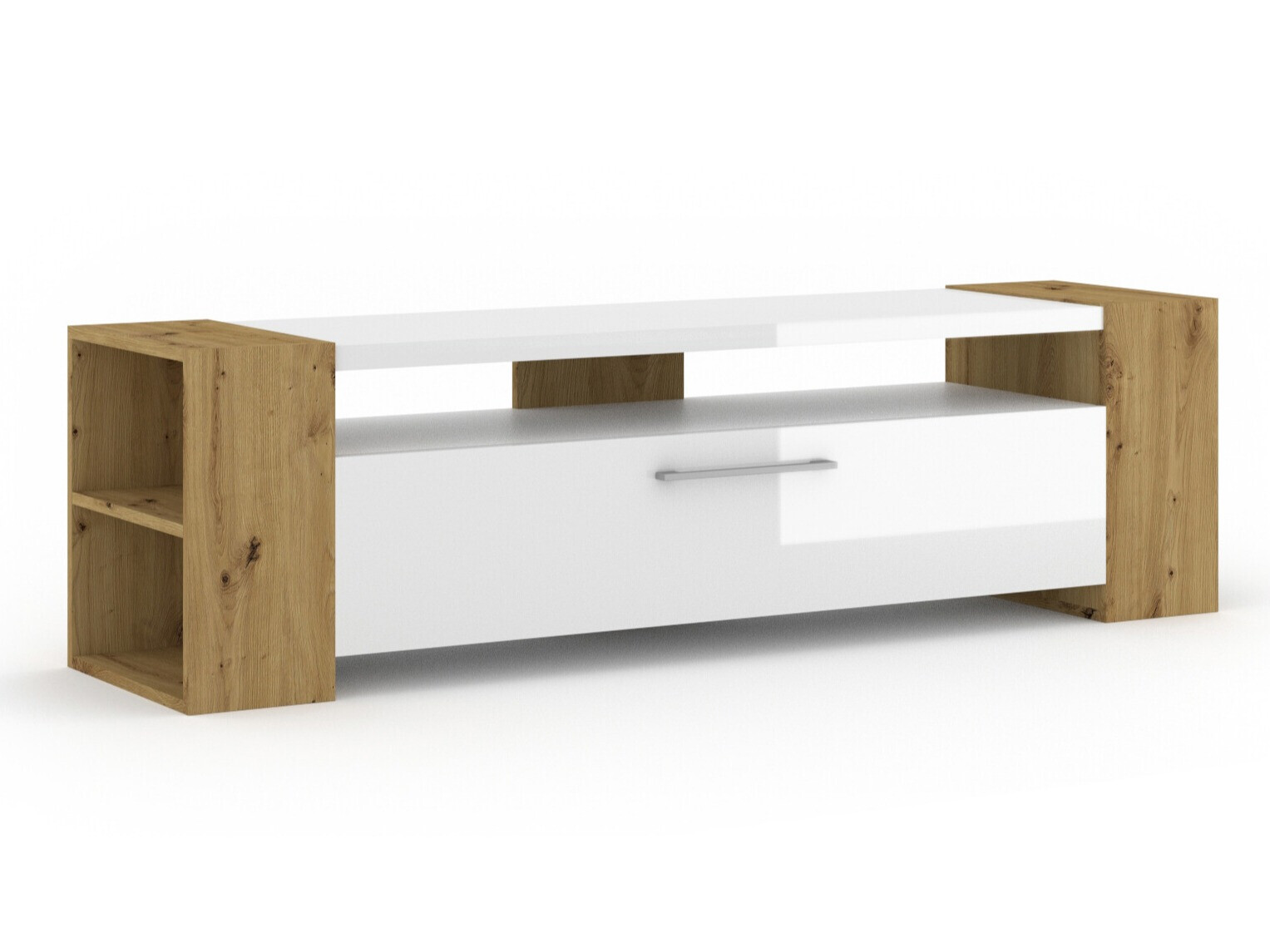 TV staliukas Buffalo 150 (Artisan ąžuolas + Blizgi balta)