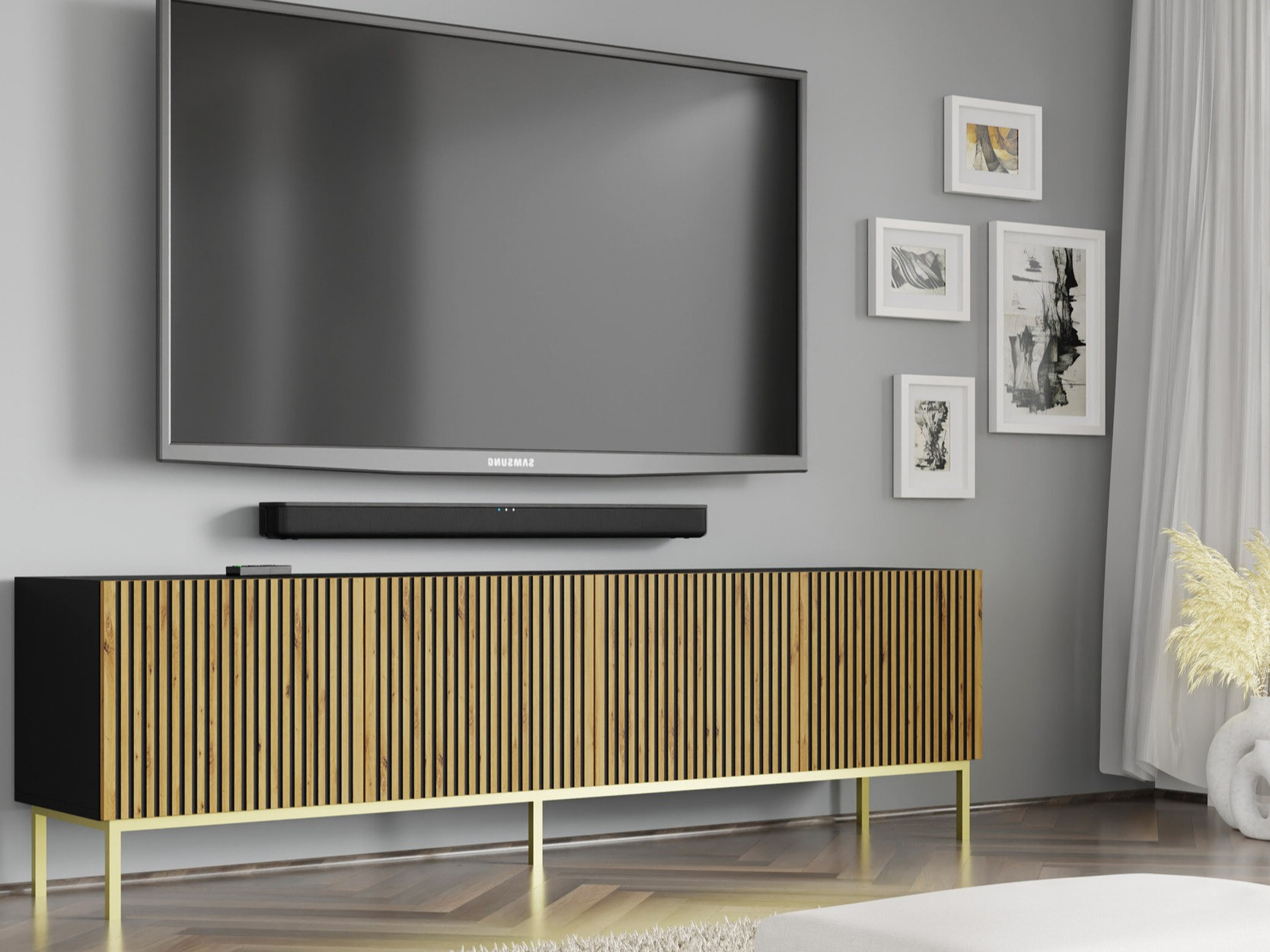 TV staliukas Talsalu 101 (Artisan ąžuolas + Juoda)