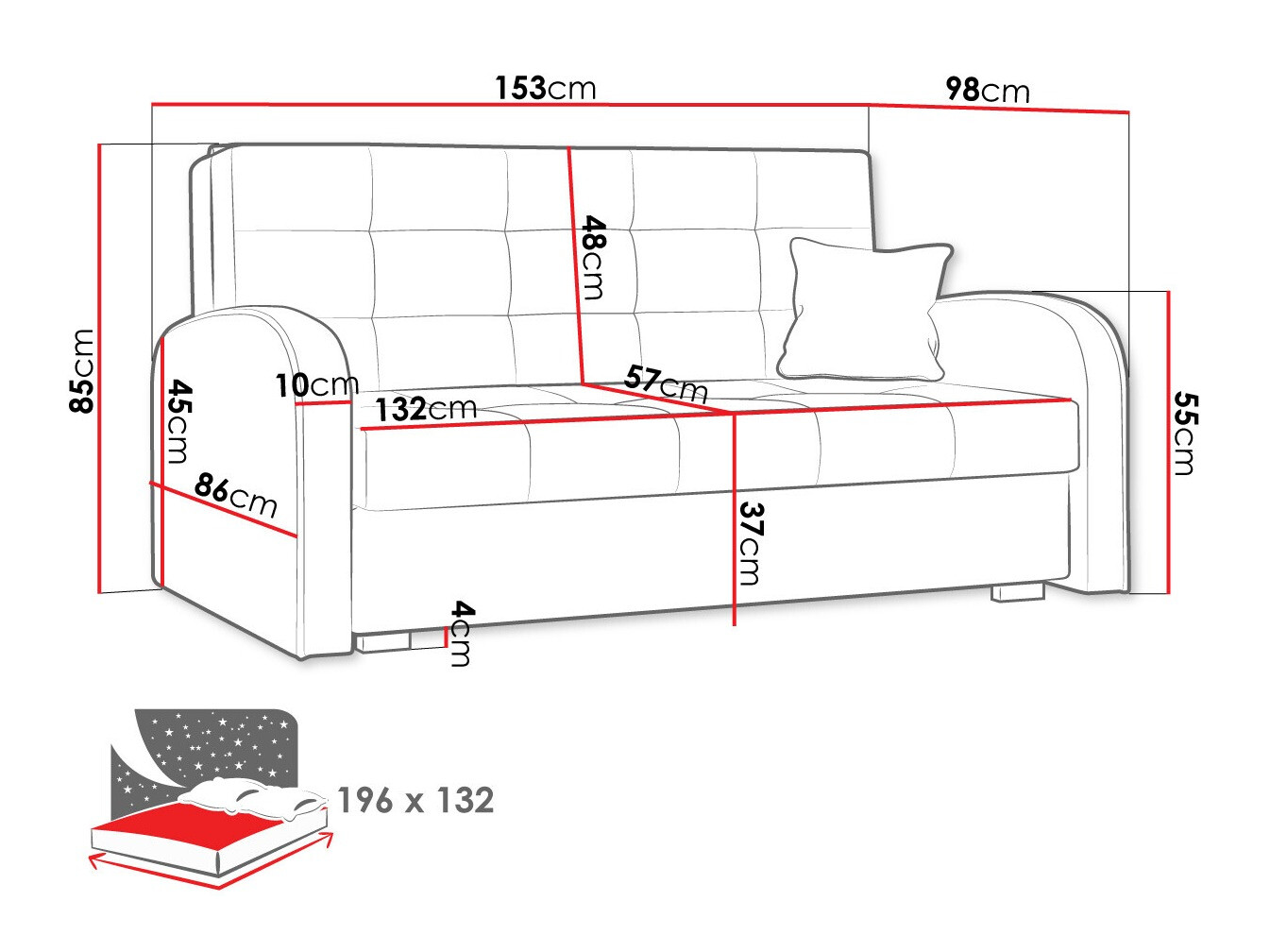 Sofa lova Silona III (Aragon 80)