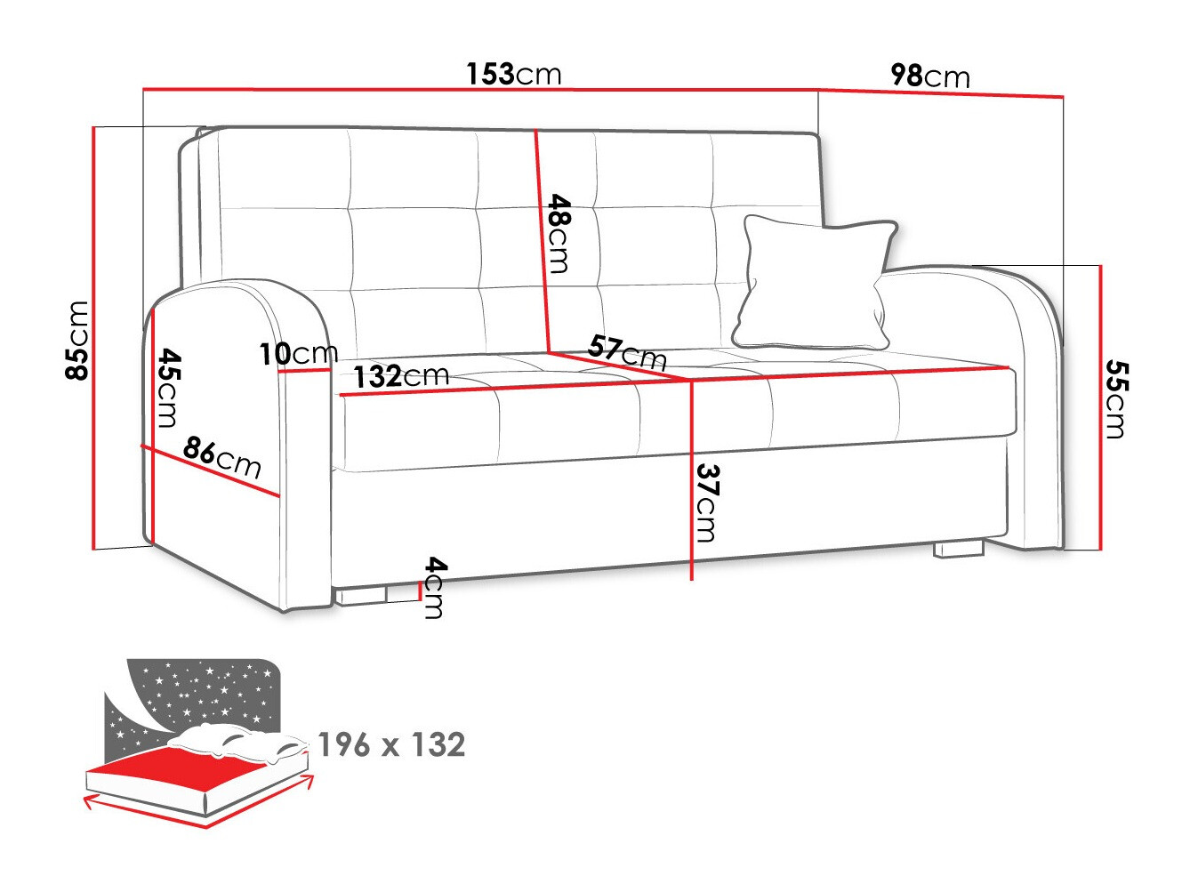 Sofa lova Silona III (Aragon 90)